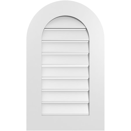 Ekena Millwork Round Top Surface Mount PVC Gable Vent: Functional, w/ 3-1/2"W x 1"P Standard Frame, 18"W x 30"H GVPRT18X3001SF